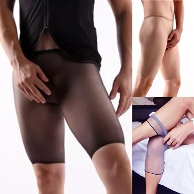 Trendy Men's Stretchy Pantyhose Tights With Shiny Nylon And Sheer To Waist • £6.53