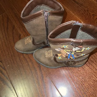 Disney Toy Story Woody Toddler Kids Size 10 Brown Zip Cowboy Western Boots • $18