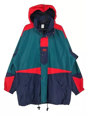 Vintage HELLY HANSEN Unisex Hooded Raincoat Jacket Coat Size S - GG3 • $66.94