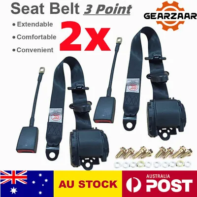 $50.99 • Buy 2 Sets Retractable 3 Point Auto Car Seat Safety Belt Adjustable Lap Universal AU