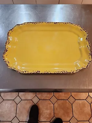 TOMMY BAHAMA YELLOW MELAMINE Serving Tray PLATTER Large RUSTIC Rectangular • $33.95