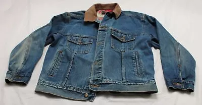 Marlboro Country Store Men's Leather Collar Denim Trucker Jacket BE5 Blue Medium • $34.99