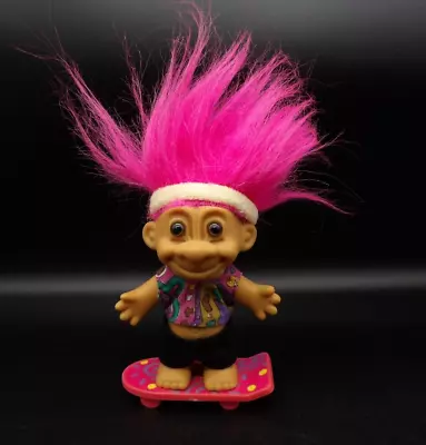 Vintage Russ Troll 5  Skateboarder Doll Pink Hair • $12