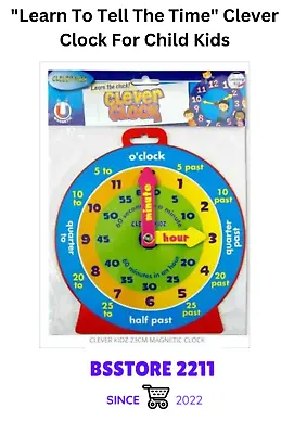 £5.48 • Buy Learn To Tell Time Clever Magnetic 23cm Clock For Child Kids Teaching Boys Girl