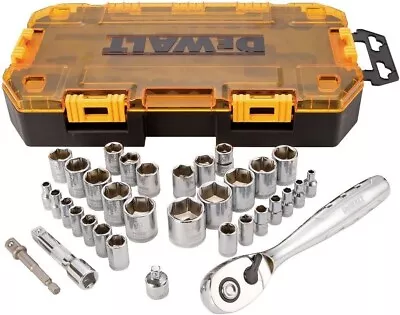 DeWALT Drive Socket Set 1/4 In & 3/8 In 34Pc Set 72 Tooth Ratchet Interlocking • $30