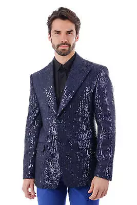 BARABAS Men's Linear Sequin Design Peak Lapel Blazer 4BL19 • $347.60