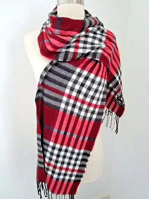 Cejon Made In Italy Beautiful Soft Scarf Red Black White Plaid • $11.55