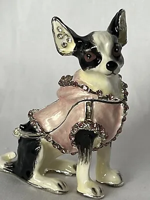 Jeweled Chihuahua Puppy Dog Trinket Box With Austrian Crystal Ciel Collectables • $45.99