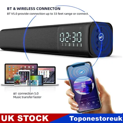 £25.99 • Buy Surround Sound Bar System Wireless Bluetooth Soundbar TV Home Theater 2 Speakers