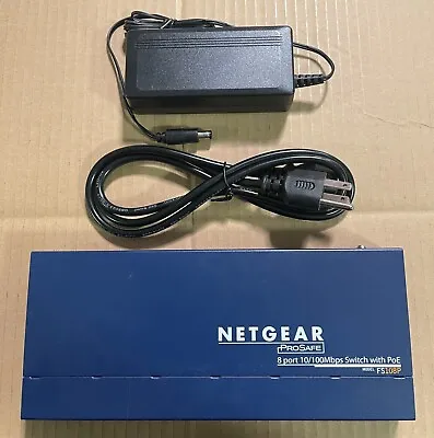 NETGEAR Switch FS108Pv3 ProSafe 8 Port 10/100mbps 4 Port Power Adapter Internet • $41.95