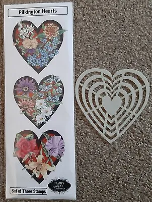 £16.96 • Buy STAMPS AWAY Set Of 3 Stamps PILKINGTON HEARTS + MASK Floral Hearts App 7.5 X 8cm