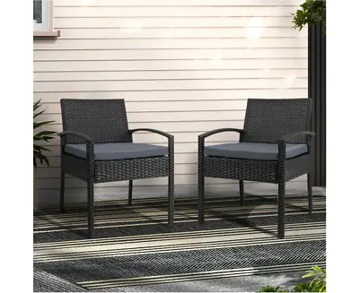 $248.99 • Buy Outdoor Furniture Dining Chairs Wicker Garden Patio Cushion Black X2