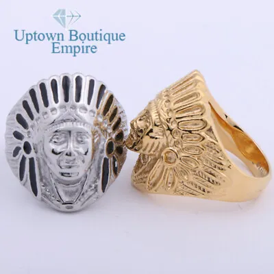 Indian Chief Head Men's Stainless Steel Ring Size:8-13 #HH • $14.99