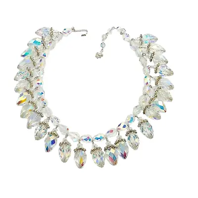Vendome Womans Necklace Aurora Borealis Crystal Rhinestone Statment Vintage • $224.99