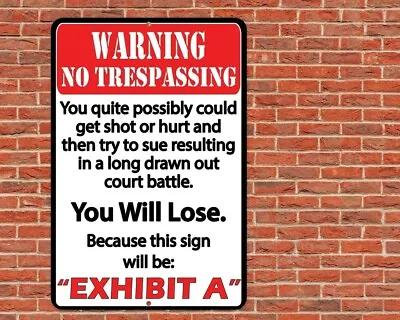 Warning No Trespassing Sign Metal Aluminum 8 X12  Funny • $12.75