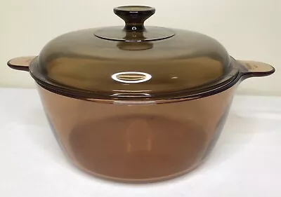 Corning Ware Visions Pyrex Amber Cookware 5qt/4.5L Dutch Oven W/Lid • $29.99