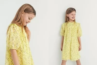 Zara Girl's Yellow Floral Short Sleeve Shirt Summer  Dress 7455/600 Sz 6 New • $22.94