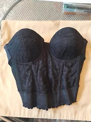 £9 • Buy Asos Boudoir Sze 32b Black Boned Underwired Low Back Short Bustier