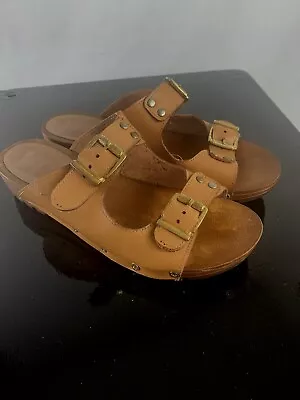 Double Buckle Footbed Slide Sandals Size 8 - 38 Brown Women • £11.57