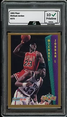 1992 Fleer #273 Michael Jordan GRADED 10 GEM MINT HOF Chicago Bulls • $20