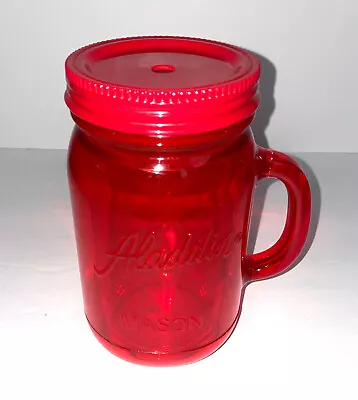 Rare! Red ~ 32oz ~ Aladdin Insulated Plastic Mason Jar~tumbler~ No Straw~exc Cnd • $49.95