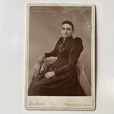 Antique Cabinet Card Photograph Lovely Woman Mount Ayr IA • $14.95