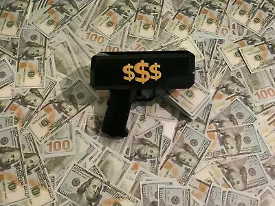 Cash Cannon Money Gun Party Copy Toy Bill  Black Wedding + 100 Fake Dollar Notes • £15.99