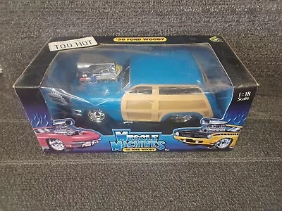 1950 Ford Woody 1/18 Blue And Wood The Original Muscle Machines 2001 In  Box • $23