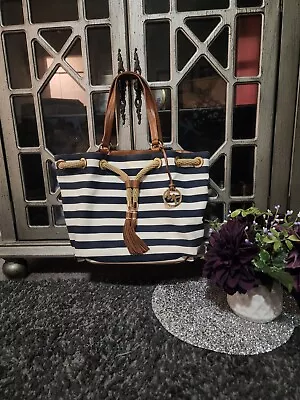 Michael Kors Navy And White Stripe Nautical Handbag • $89