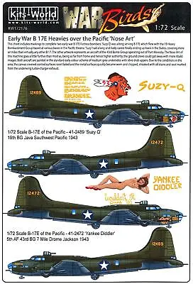 Kits World Decals 1/72 EARLY WAR B-17E HEAVIES OVER THE PACIFIC Suzy-Q • $12.99