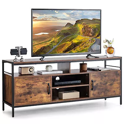 Industrial TV Stand For TVs Up To 65  Media Center W/Cabinets & Adjustable Shelf • $138