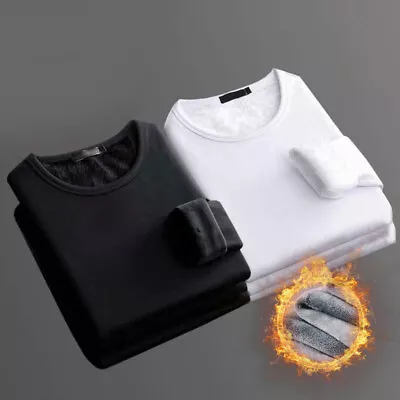 Men Fleece Tops Shirt Thermal Long Sleeve Underwear Bottoming Shirt Warmer M-5XL • $10.55