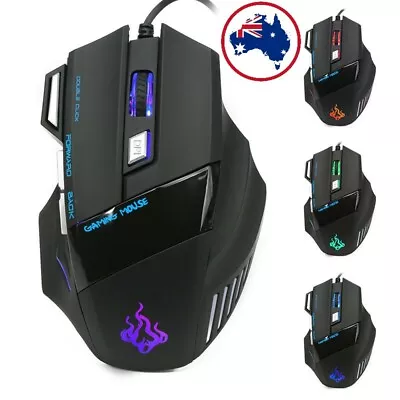 $15.75 • Buy AU NEW 5500 DPI Gaming Mouse 7 Buttons Color LED USB Optical Wired For Pro Gamer