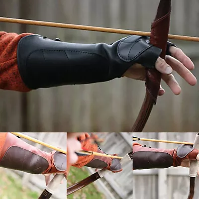 Medieval Archery Gauntlet Shooting Glove Hunter Guard Armor PU Leather Bracer • $24.90