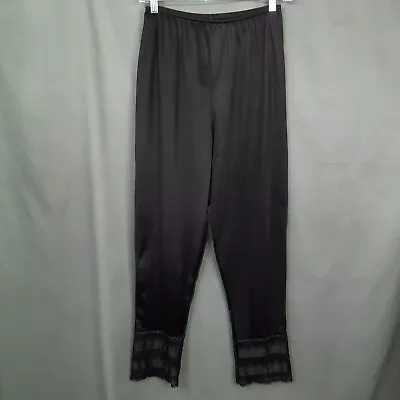 Velrose Petti Pants Size Medium Black Long Slip Pants Liner Tiered Lace Trim • $24.99