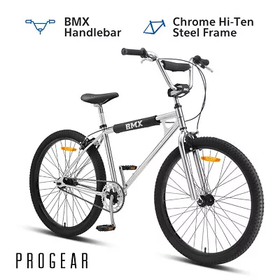 2022 Progear Classic 26  BMX Metallic Chrome Street Cruiser Vintage Style Bike • $417.27