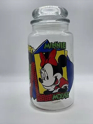 Disney Anchor Hocking  Lidded Glass Jar Canister Mickey Minnie Donald Duck • $14