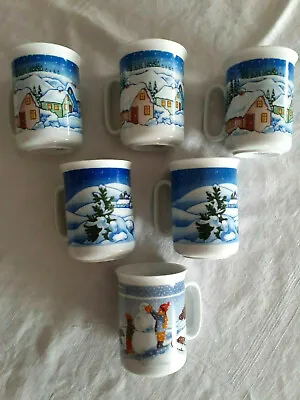 Villeroy Boch INA Coffee Mugs 1995-97 Season's Greetings Set Of 6 Germany 8oz Ea • $36.50