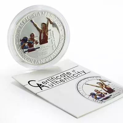 Mongolia 500 Togrog Beijing Olympic Games Series Boxing Colored Silver Coin 2008 • $92.47