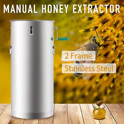 29  2/4 Frame Manual Honey Bee Honey Extractor Beekeeping Stainless Steel Drum • $139.99