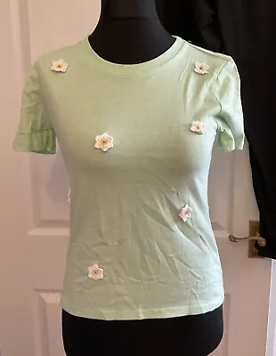 Fabulous Mint Green Daisy T-Shirt From Zara Clothing-Size S BNWT • $6.30