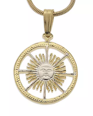  Sun Pendant With Necklace Argentina Coin Pendant 7/8  Diameter ( # 593B ) • $56.33