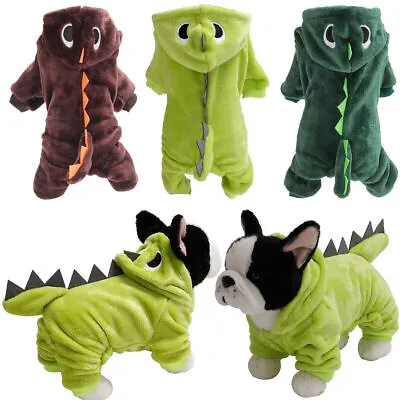£8.19 • Buy Puppy Dog Pet Cat Funny Dinosaur Hoodie Coat Winter Warm Costume Outfit Clothes