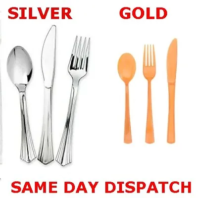 £3.99 • Buy  Silver Or Gold  Effect Assorted Cutlery Party Tableware Heavy Duty 
