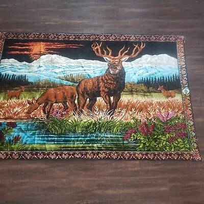 VTG Tapestry Deer Elk Moose Mountains Stream Nature Lebanon Wildlife 5.5 X 4 Ft. • $62.30