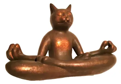 Pier 1 Imports Yoga Cat Statue Bronze Ceramic Discontinued Meditating Zen • $74.95