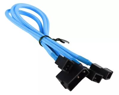 4-pin LP4 Power To 3x 3-Pin Fan Power Adapter / Splitter - Braided - Light Blue • $7.99