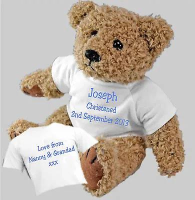 Personalised Teddy Bear Christening Baptism Naming Ceremony Gift Bag Option   • £14.99