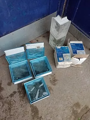 £25 • Buy Blue Glass Blocks X 5 And Clear Corner Glass Blocks X 4