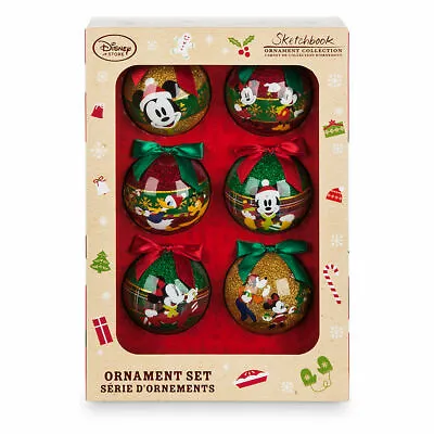 Disney Mickey Mouse & Friends 6-piece Ball Sketchbook Ornament Set For Christmas • $59.99